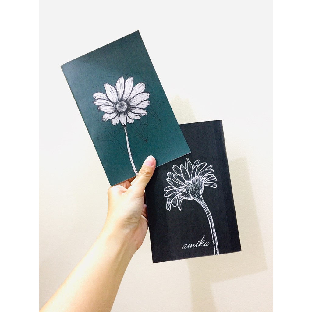 Sổ tay thiết kế Vintage Daisy - 80 trang - Ruột giấy trắng Chấm bi (Dot) / ô vuông (Grid) / Kẻ ngang / Trơn / Mixed