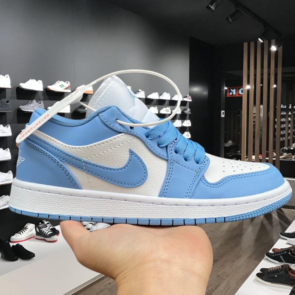 Giày thể thao Jd phối Xanh Dương Trắng thấp cổ Giày Sneaker Jordan 1 Xanh dương Bản Trung