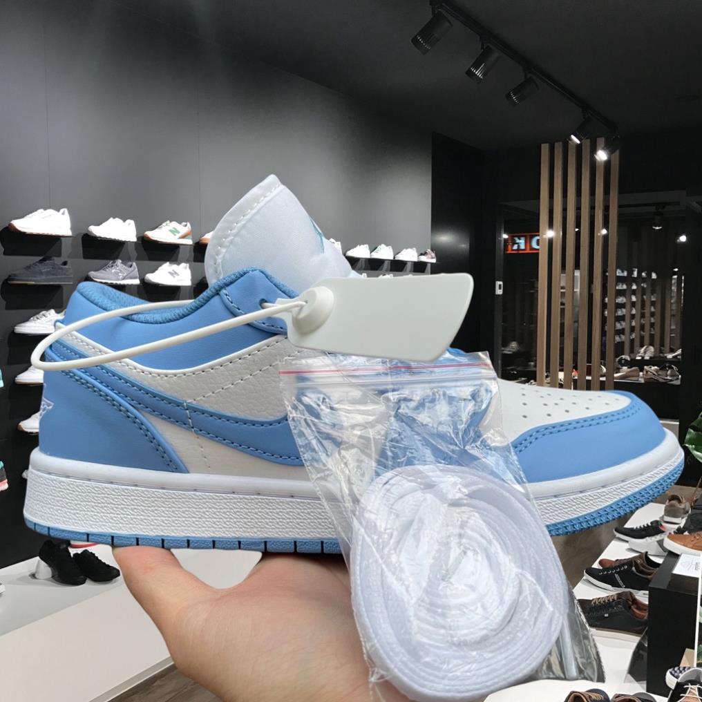 Giày thể thao Jd phối Xanh Dương Trắng thấp cổ Giày Sneaker Jordan 1 Xanh dương Bản Trung