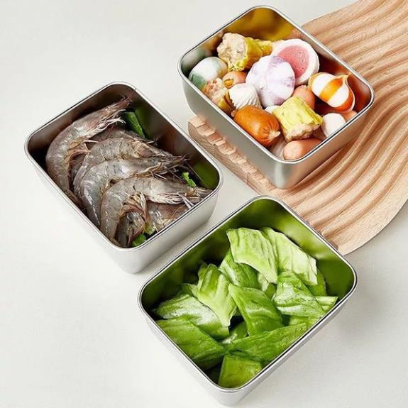 5 hộp VUÔNG Mini đựng thực phẩm INox 304 Kèm Nắp