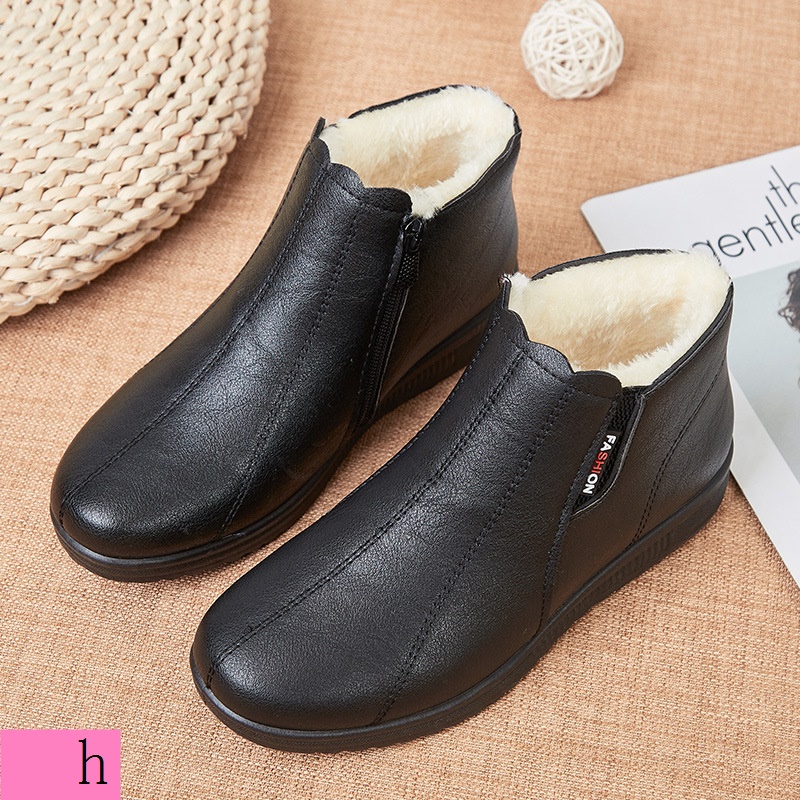 W Giày cotton Lót Lông Cừu Đế Mềm Thời Trang Mùa Đông Cho Phụ Nữ Trung Niên