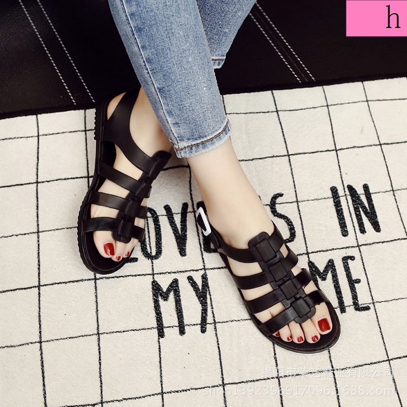 Giày Sandal Nhựa Dẻo Đế Bằng Phong Cách Âu Mỹ Thời Trang Mùa Hè Mới Cho Nữ