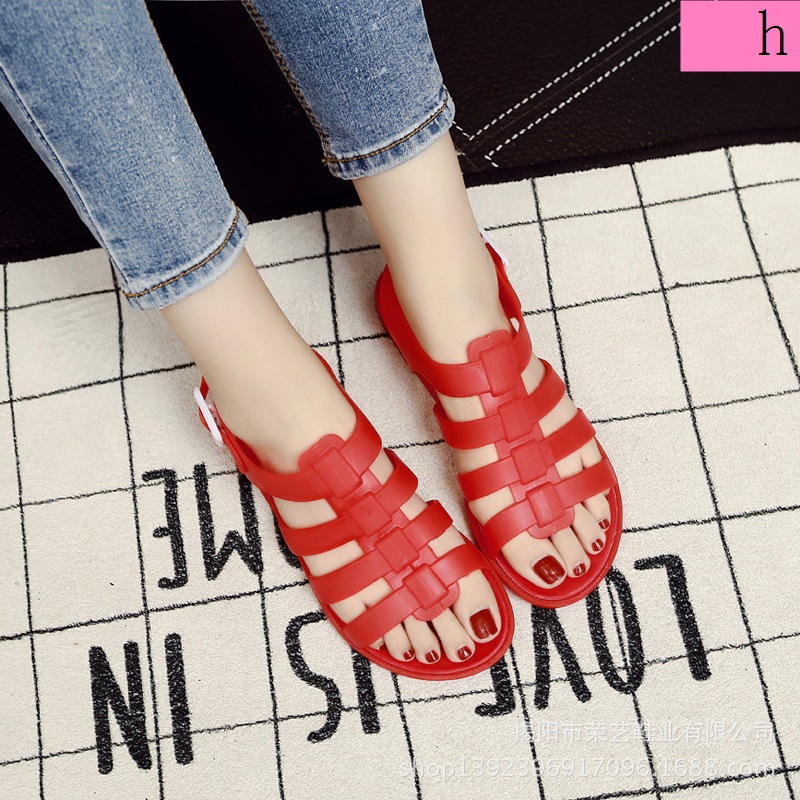 Giày Sandal Nhựa Dẻo Đế Bằng Phong Cách Âu Mỹ Thời Trang Mùa Hè Mới Cho Nữ