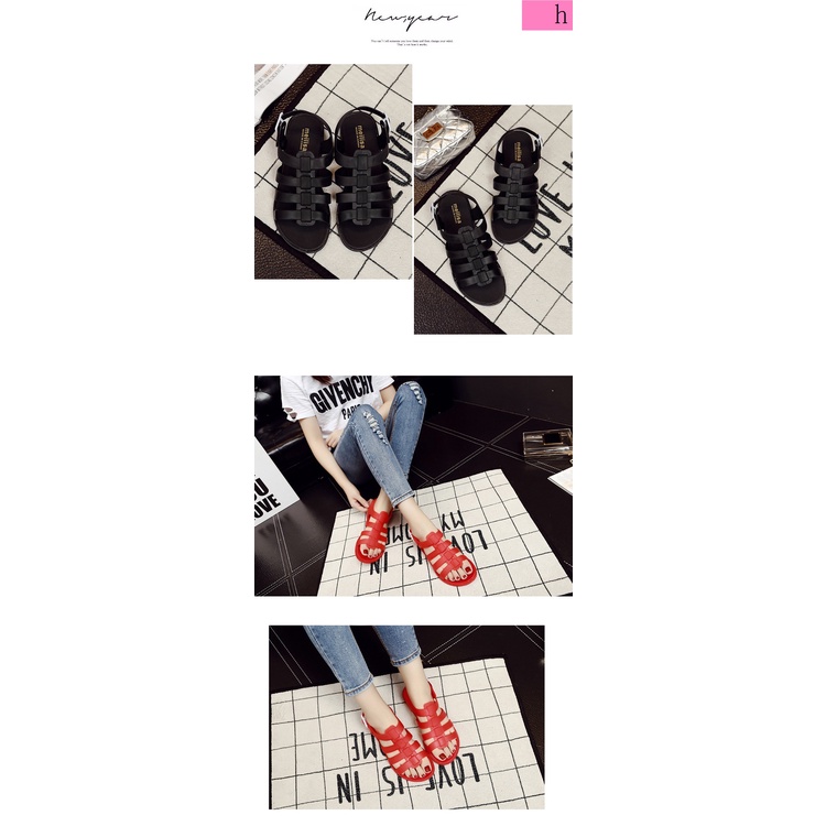 Giày Sandal Nhựa Dẻo Đế Bằng Phong Cách Âu Mỹ Thời Trang Mùa Hè Mới Cho Nữ