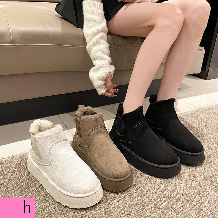 Giày Bốt Lót Lông Cừu Dày Dặn Cổ Thấp Lót Lông Cừu Phong Cách Mới Thời Trang Mùa Đông 2023 Cho Nữ