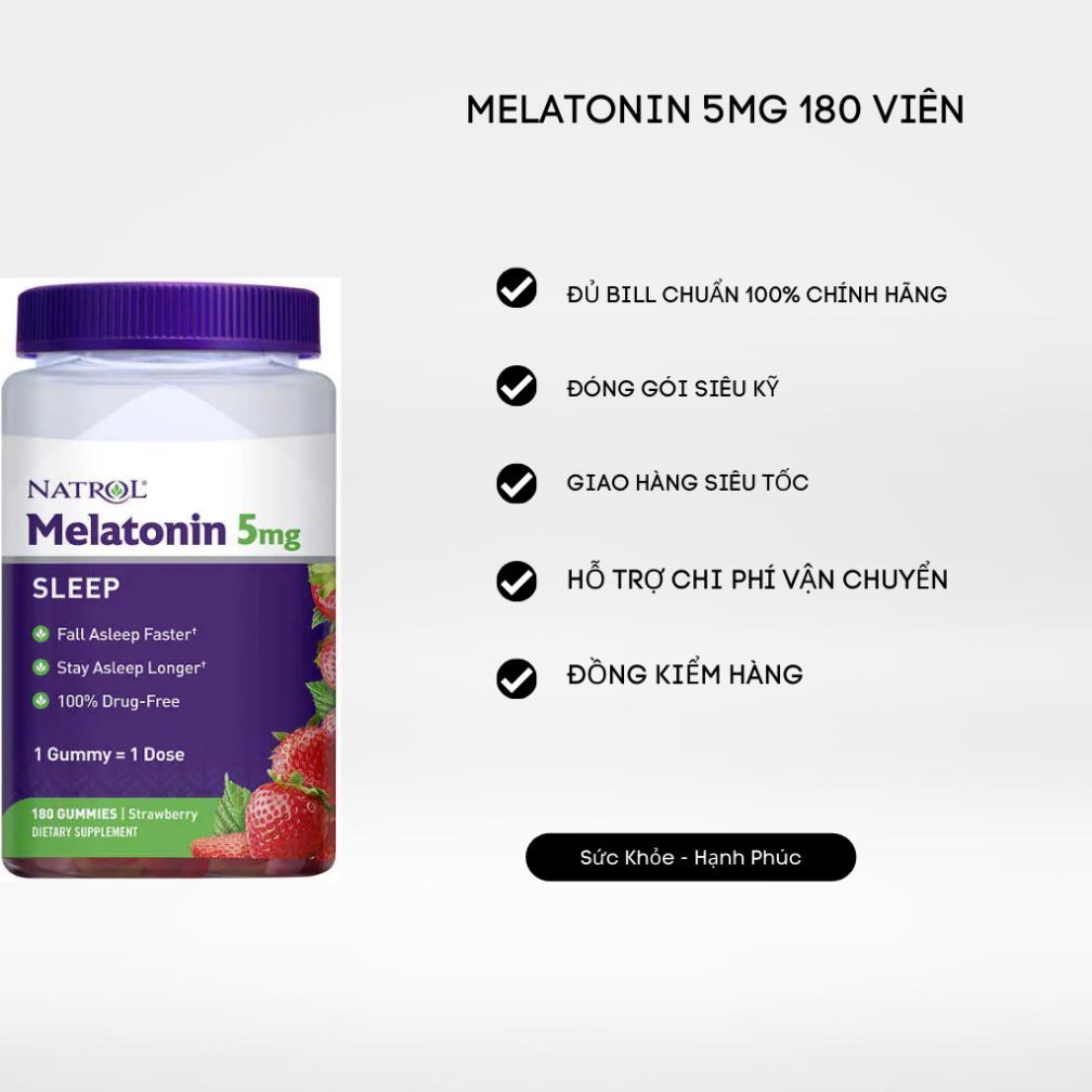 (Chuẩn chính hãng) 180 viên Kẹo ngủ 5mg Melatonin Gummies , của Natrol