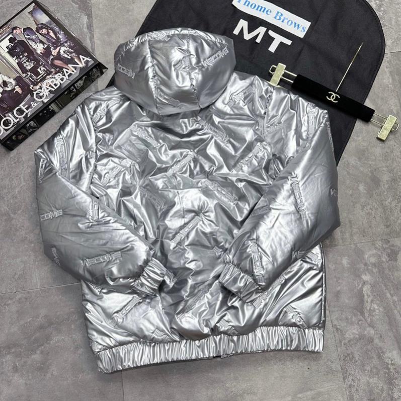 Áo khoác phao bạc nam nữ Dolce poly bóng dập vân chữ Wecome trần bông lót gió 3 lớp mũ zip boy phố AK81P