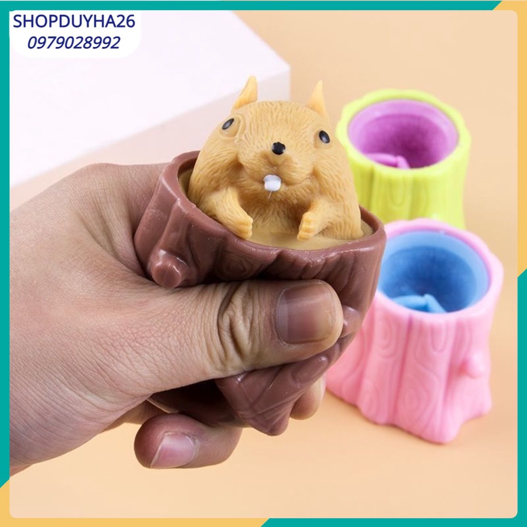 Đồ chơi bóp dẻo, bóp chuột trốn gốc cây mới lạ cho bé