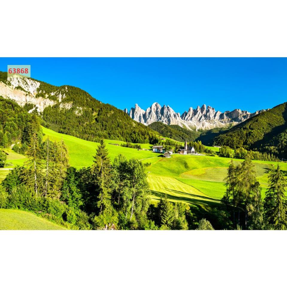 Tranh Lụa dán tường phòng khách thiên nhiên nổi tiếng, đẹp nhất như núi Phú S, tháp nghiêng, cánh đồng lúa 3D