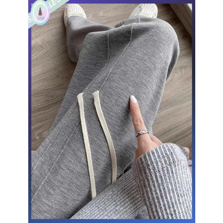 Quần jogger nữ quần joker nữ Quần thể thao cỡ lớn màu xám quần thể thao nữ mùa thu 2023 cho người béo cạp cao quần ống rộng thường ngày ống đứng thon gọn