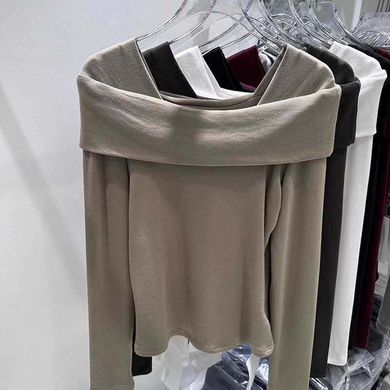 Áo Thun Tay Dài Cổ Tròn Hở Vai Dáng Ôm Thời Trang Dành Cho Nữ