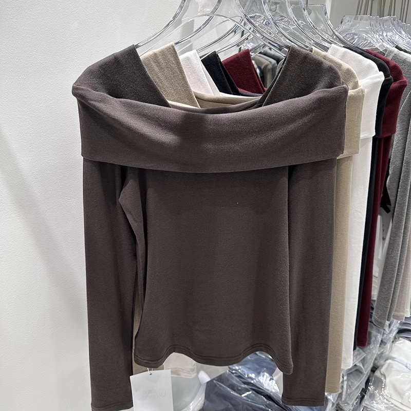 Áo Thun Tay Dài Cổ Tròn Hở Vai Dáng Ôm Thời Trang Dành Cho Nữ