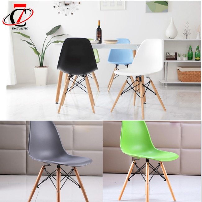 Ghế eames chân gỗ , ghế lưng nhựa chân gỗ kiểu dáng hiện đại , bắt mắt , ghế cf , ghế ngồi văn phòng