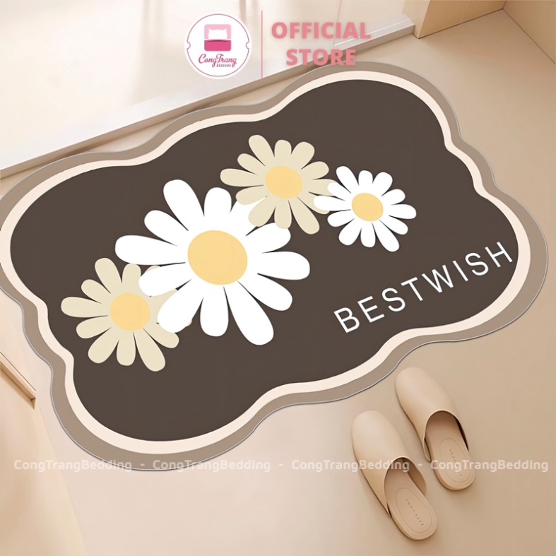 Thảm Lau Chân Họa Tiết 5D Bề Mặt Nỉ Đế Cao Su - 40cm x 60cm