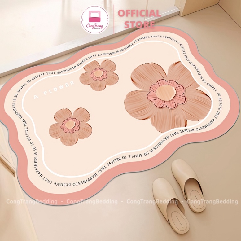 Thảm Lau Chân Họa Tiết 5D Bề Mặt Nỉ Đế Cao Su - 40cm x 60cm