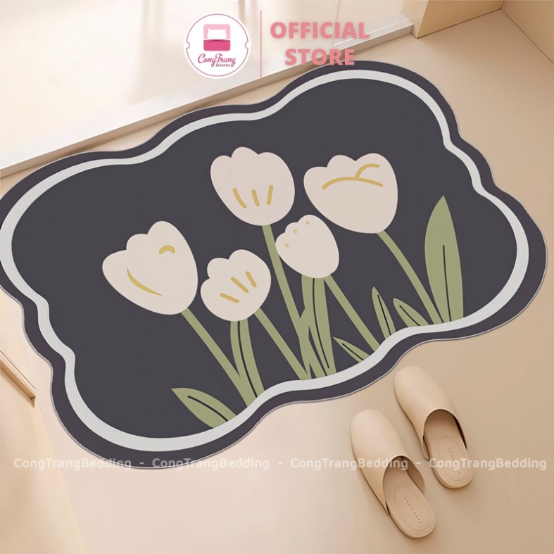 Thảm Lau Chân Họa Tiết 5D Bề Mặt Nỉ Đế Cao Su - 40cm x 60cm