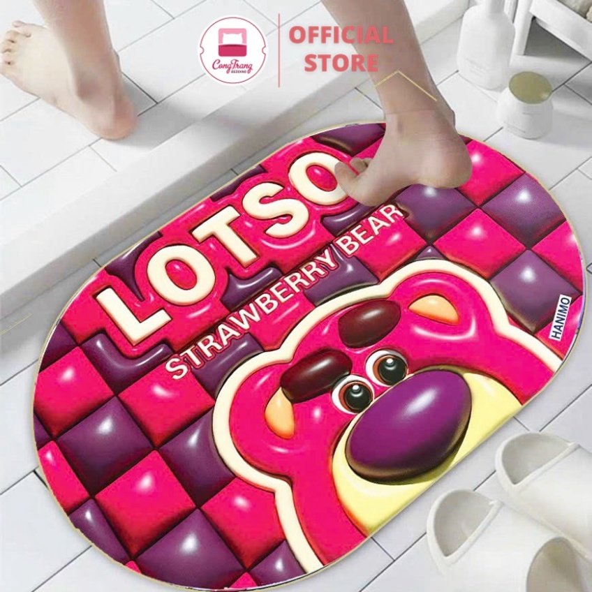 Thảm Lau Chân Họa Tiết 5D Bề Mặt Nỉ Đế Cao Su - 40cm x 60cm