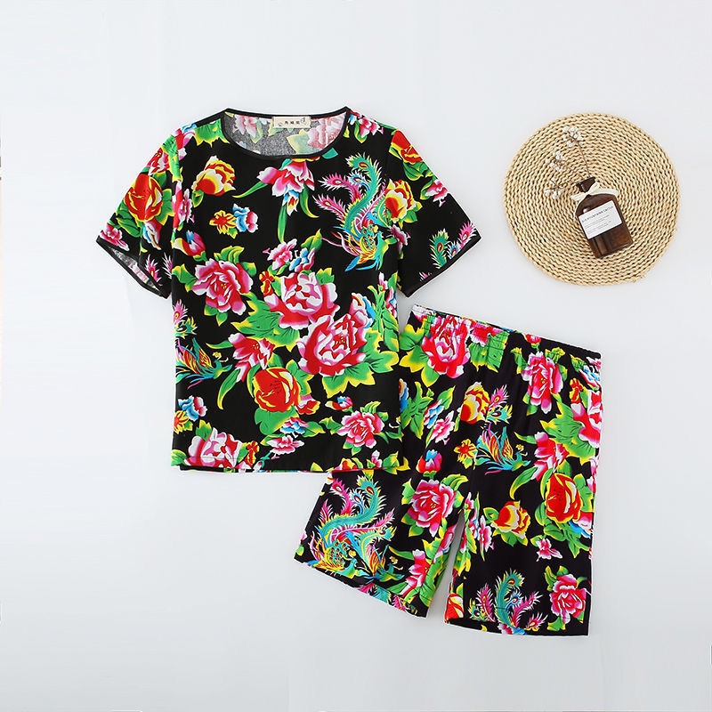 Set Áo Thun Ngắn Tay Và Quần short Họa Tiết Hoa Thời Trang Cho Nữ