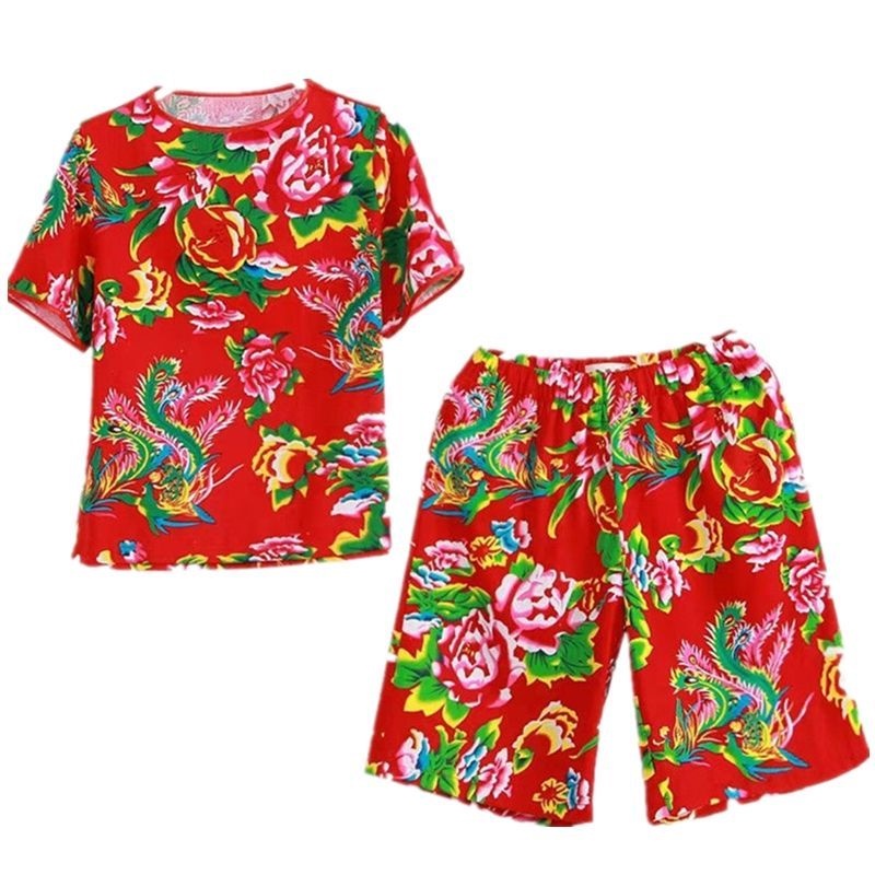 Set Áo Thun Ngắn Tay Và Quần short Họa Tiết Hoa Thời Trang Cho Nữ