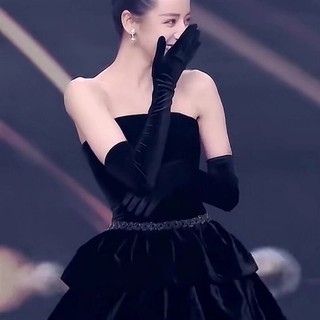 Găng tay nhung 55cm - đen