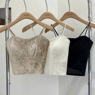 Áo bra nhũ lấp lánh trẻ trung năng động, áo 2 dây nhung bling bling