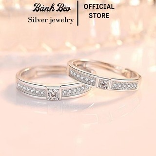 Siêu phẩm nhẫn đôi bạc ý 925 đính đá họa tiết hot trend free size - nhẫn đôi bạc tiệm bạc bánh bèo