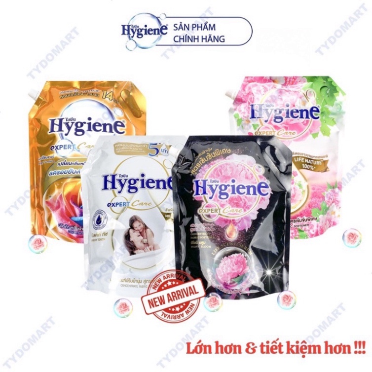 Nước xả vải Hygiene Thái Lan đậm đặc lưu hương lâu hơn túi, nước mềm vải thơm hương tự nhiên chánh kích ứng