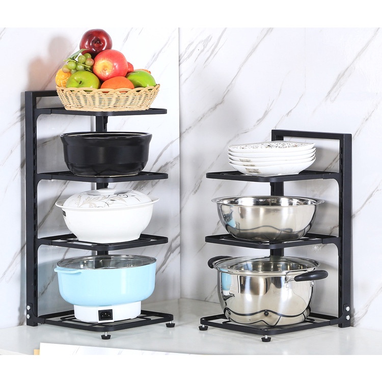 Kệ Giá Để Xoong Nồi Chảo 3-4 Tầng Có Thể Điều Chỉnh, Dùng Để Trên Kệ Bếp, Gầm Bếp, Góc Bếp