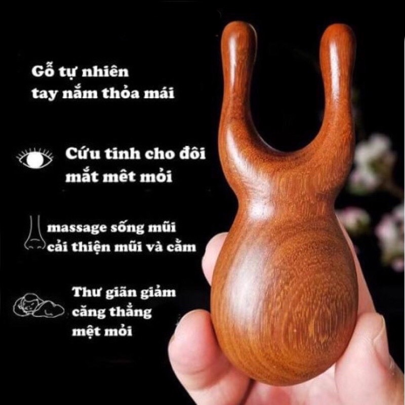 Dụng Cụ Massage Gỗ Đàn Hương, Mát Xa Mắt Mũi Đa Năng Hỗ Trợ Tăng Cường Thị Lực