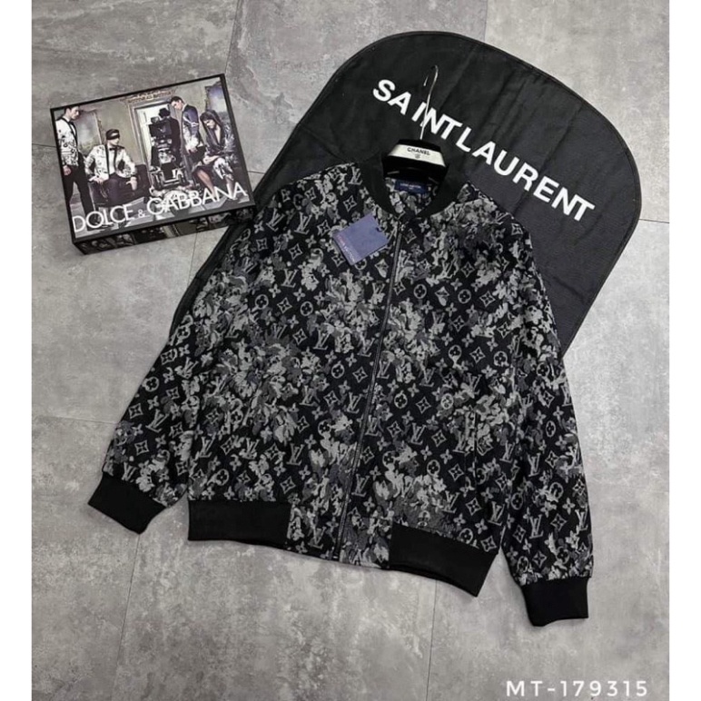 002 Áo khoác lv loang xám đen, áo bomber mẫu hot hai lớp ấm áp cho mùa thu đông màu loang from chuẩn phong cách giới trẻ