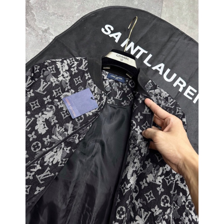 002 Áo khoác lv loang xám đen, áo bomber mẫu hot hai lớp ấm áp cho mùa thu đông màu loang from chuẩn phong cách giới trẻ