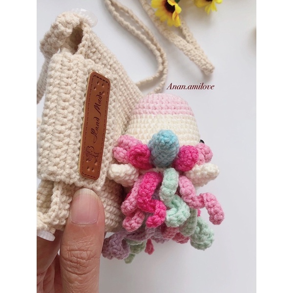 Túi unicorn móc bằng len, túi đựng điện thoại, túi lì xì