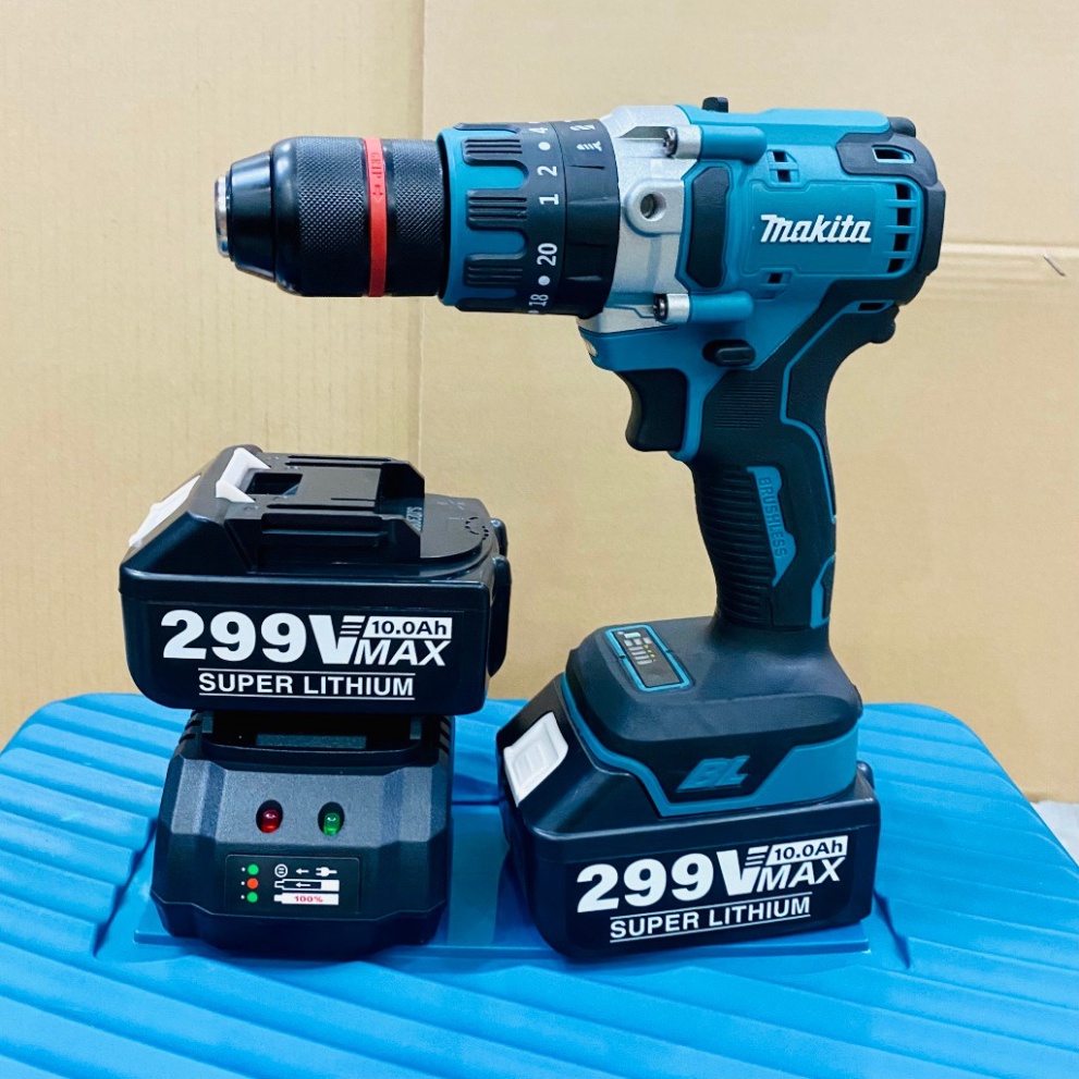 Máy khoan pin 299V Makita loại 3 chức năng / Motor Brushless không chổi than siêu khỏe / Ruột đồng 100%