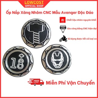 Ốp nắp bình xăng, chụp nắp bình xăng Avengers nhôm CNC cực nét