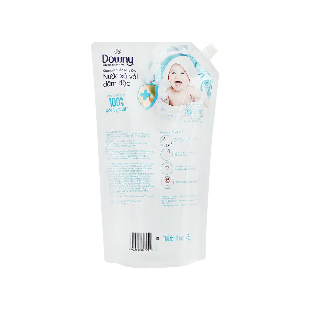 Nước xả cho bé Downy kháng khuẩn dịu nhẹ túi 1.45 lít