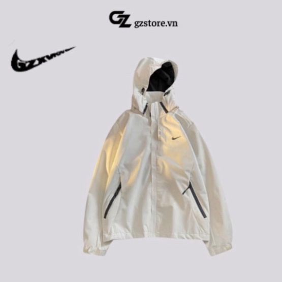 Áo khoác gió nike chính hãng nam nữ chất gió 2 lớp dày dặn có mũ có thể tháo rời form unisex chống nắng chống gió