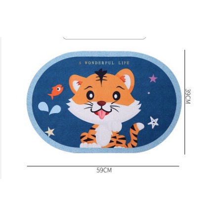 Thảm lì lau chân hình Thú dễ thương kích thước 59cmx39cm mặt đế chống trượt, thảm bếp, nhà tắm