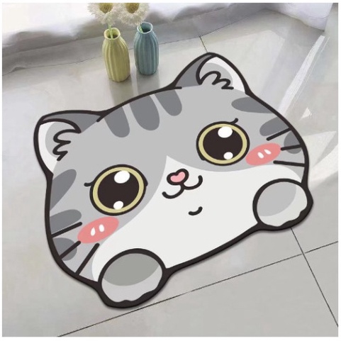 Thảm lì lau chân hình Thú dễ thương kích thước 59cmx39cm mặt đế chống trượt, thảm bếp, nhà tắm