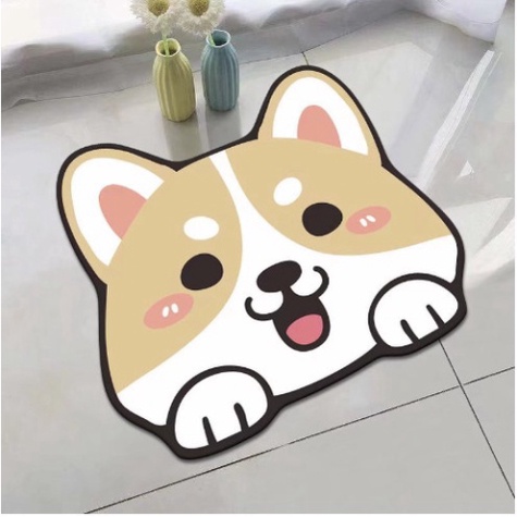 Thảm lì lau chân hình Thú dễ thương kích thước 59cmx39cm mặt đế chống trượt, thảm bếp, nhà tắm
