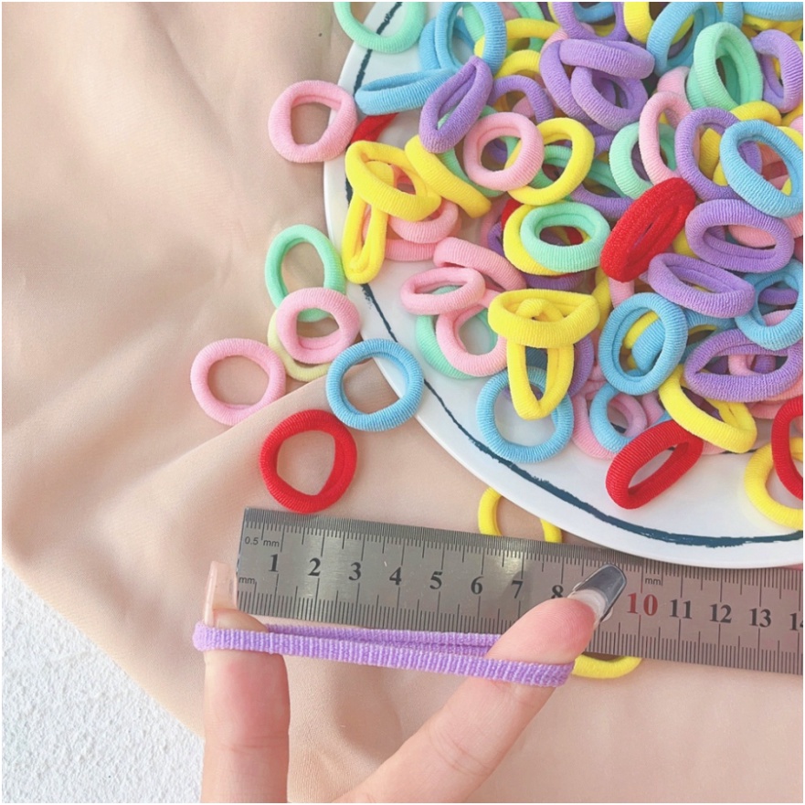 Set 20 Dây Buộc Tóc Co Giãn Màu Trơn Đơn Giản Cho Nữ Giá Đỡ