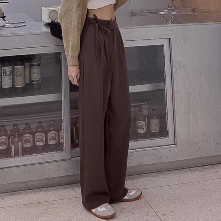 Quần vải ông rộng phối dây nơ nữ tính dáng công sở sang chảnh tôn dáng siêu xinh hot hit QU2