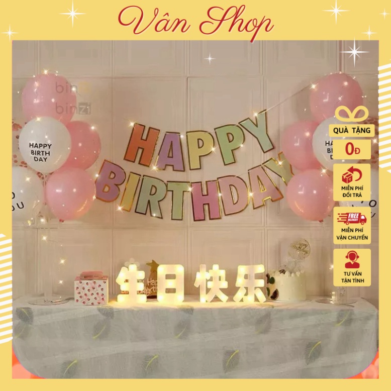 Set trang Trí Sinh Nhật Đơn Giản Giá Rẻ Kèm 2 Trụ Bóng 7 Nhánh Giả Bóng Bay Tặng Kèm Đèn Led Băng Dính Dán Bóng