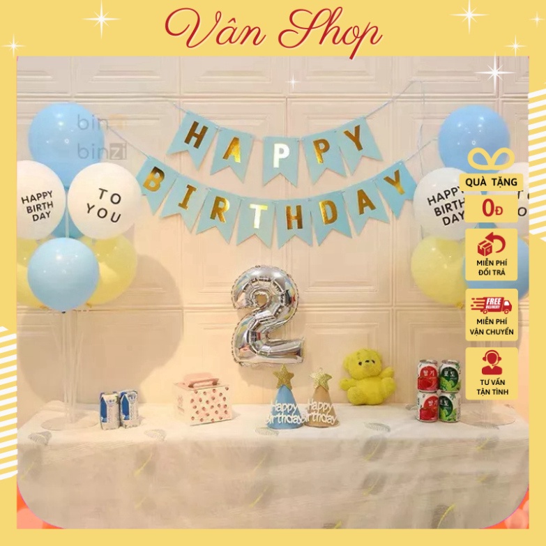 Set trang Trí Sinh Nhật Đơn Giản Giá Rẻ Kèm 2 Trụ Bóng 7 Nhánh Giả Bóng Bay Tặng Kèm Đèn Led Băng Dính Dán Bóng