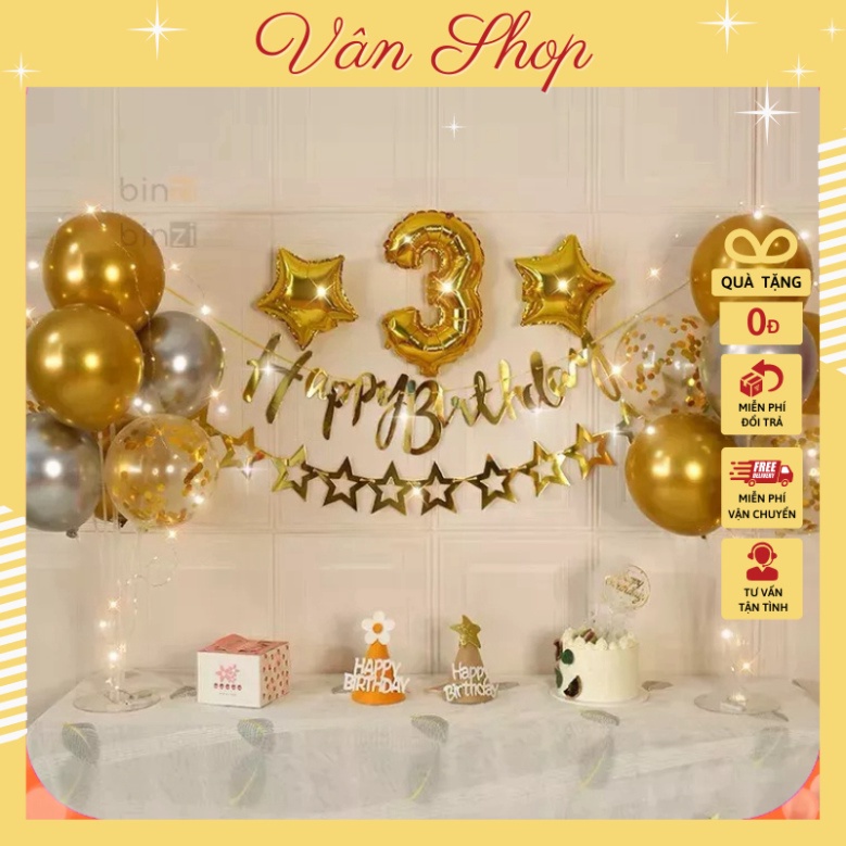 Set trang Trí Sinh Nhật Đơn Giản Giá Rẻ Kèm 2 Trụ Bóng 7 Nhánh Giả Bóng Bay Tặng Kèm Đèn Led Băng Dính Dán Bóng