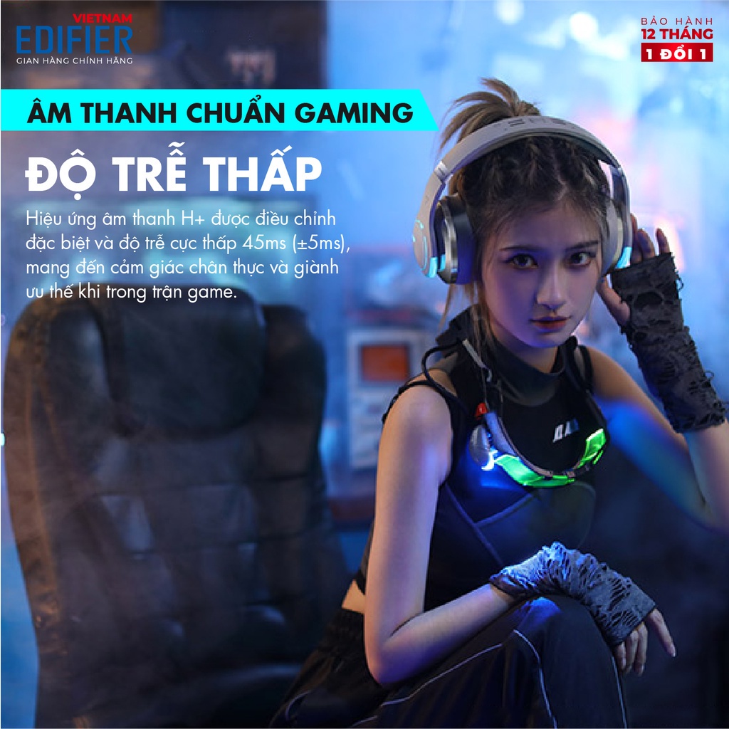Tai nghe Gaming EDIFIER HECATE G5BT | Thời lượng 40h Playtime | Đèn led RGB | Kết nối không dây và có dây | BH 12 Tháng