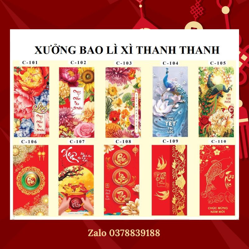 Combo 500 cái  bao lì xì truyền thống Tết 2024