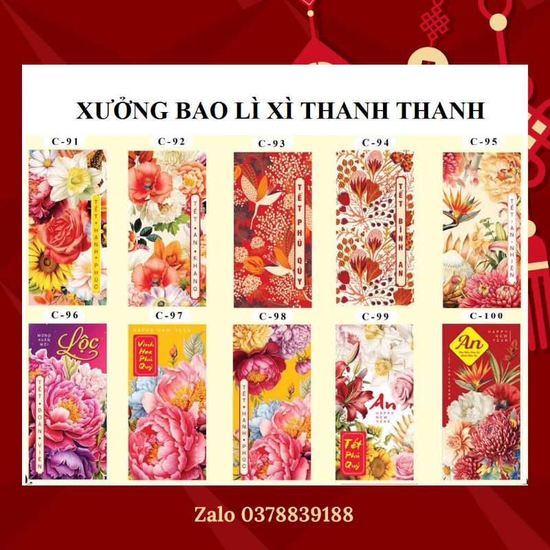 Combo 500 cái  bao lì xì truyền thống Tết 2024