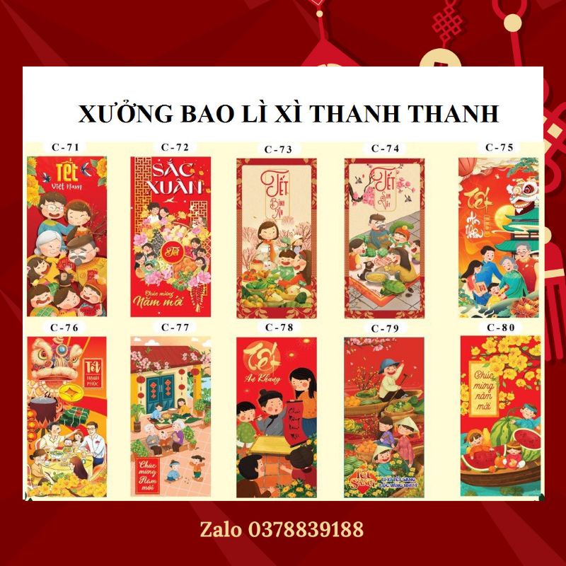 Combo 500 cái  bao lì xì truyền thống Tết 2024