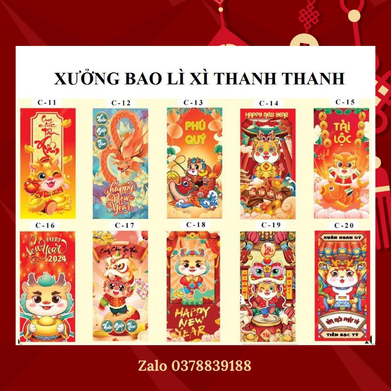Combo 500 cái  bao lì xì truyền thống Tết 2024