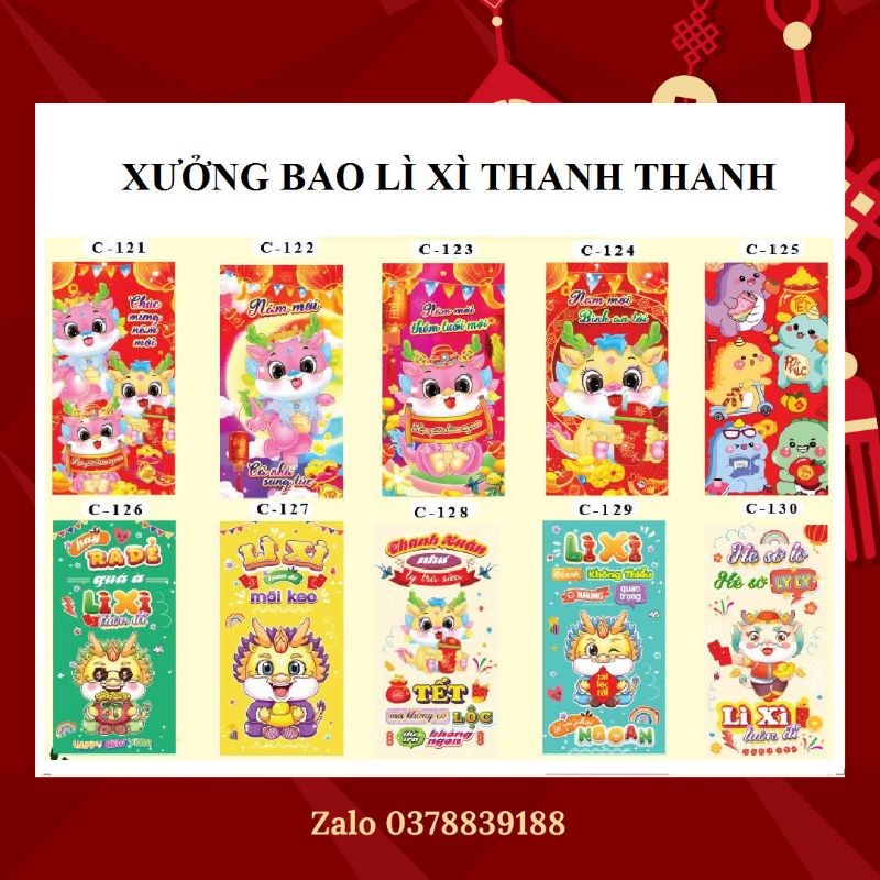 Combo 500 cái  bao lì xì truyền thống Tết 2024